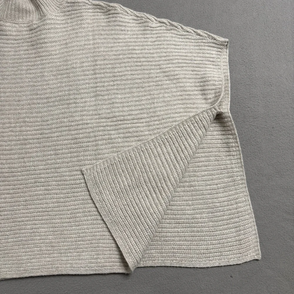 J Jill Sweater Poncho Womens Beige Turtleneck‎ Knit Cozy Oversized One Size